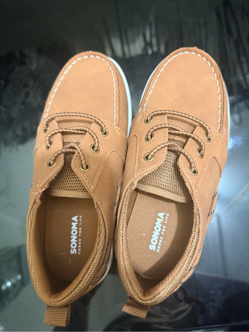 Sonoma Kids Tan Moccasin-Style Lace-Up Shoes